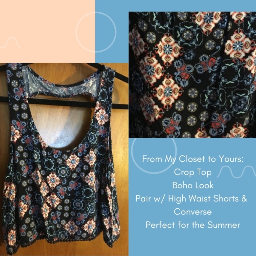 Black Boho Crop Top